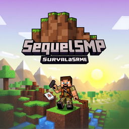 A logo design for a Minecraft-themed server named 'SequelSMP Survival'