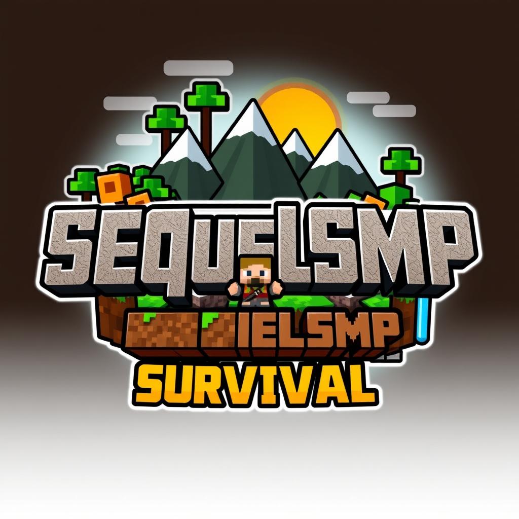 A logo design for a Minecraft-themed server named 'SequelSMP Survival'