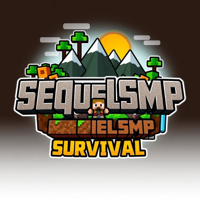 A logo design for a Minecraft-themed server named 'SequelSMP Survival'