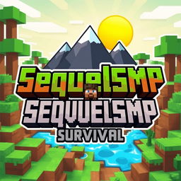 A logo design for a Minecraft-themed server named 'SequelSMP Survival'