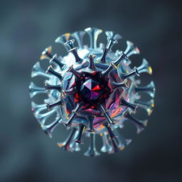 A stunning representation of the Solace Virus depicted as a crystalline structure, radiating beauty and elegance