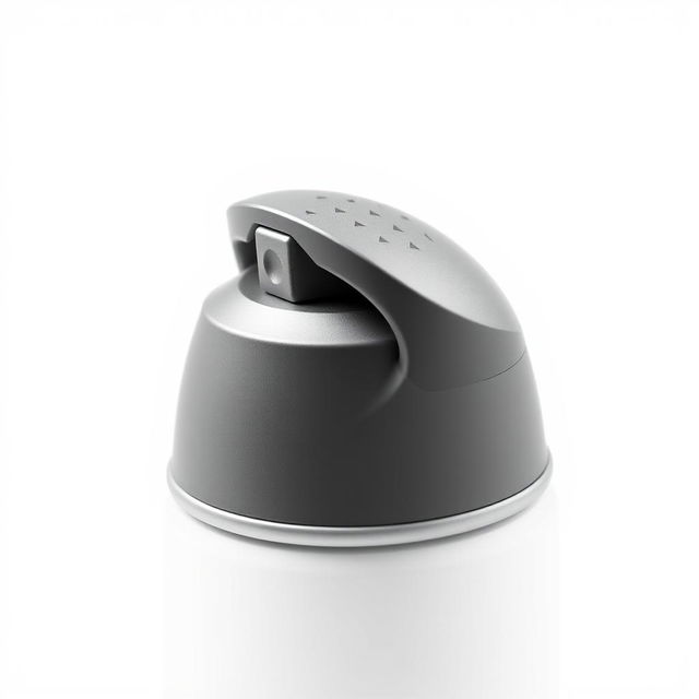 A stylish and minimalist design for a spray paint can cap, featuring a sleek and modern profile with smooth curves and a matte finish, adorned with subtle geometric patterns