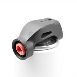 A stylish and minimalist design for a spray paint can cap, featuring a sleek and modern profile with smooth curves and a matte finish, adorned with subtle geometric patterns