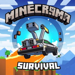 A logo design for a Minecraft-themed server named 'SequelSMP Survival', using the font closely resembling the iconic Minecraft logo's font