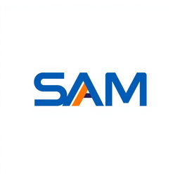A modern and sleek logo design for 'SAM', embodying a minimalist aesthetic with bold typography