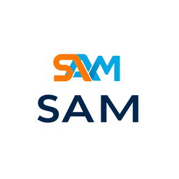 A modern and sleek logo design for 'SAM', embodying a minimalist aesthetic with bold typography