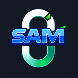 A modern and sleek logo design featuring the letters 'SAM' in a bold, stylish font
