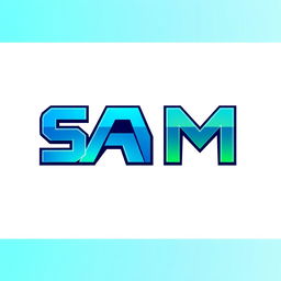 A modern and sleek logo design featuring the letters 'SAM' in a bold, stylish font