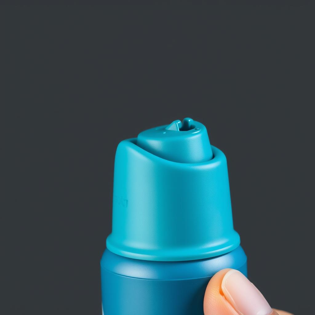 A sleek and modern spray adhesive cap design, featuring an ergonomic shape that fits comfortably in the hand