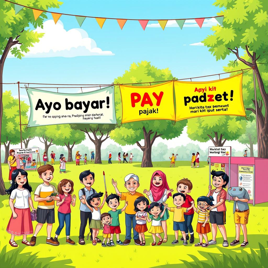 A vibrant and engaging illustration showcasing the importance of paying taxes in a positive light