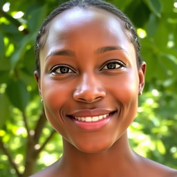 A portrait of a person with a clear face, showcasing a natural look