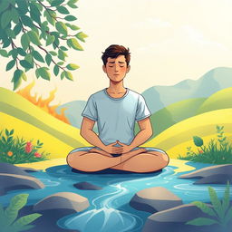 A serene and calming illustration depicting the concept of controlling anger