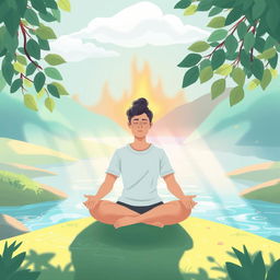 A serene and calming illustration depicting the concept of controlling anger