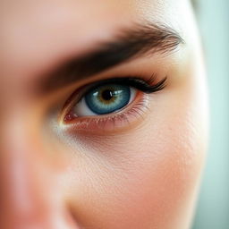 A close-up of a person's face, focusing on the eyes