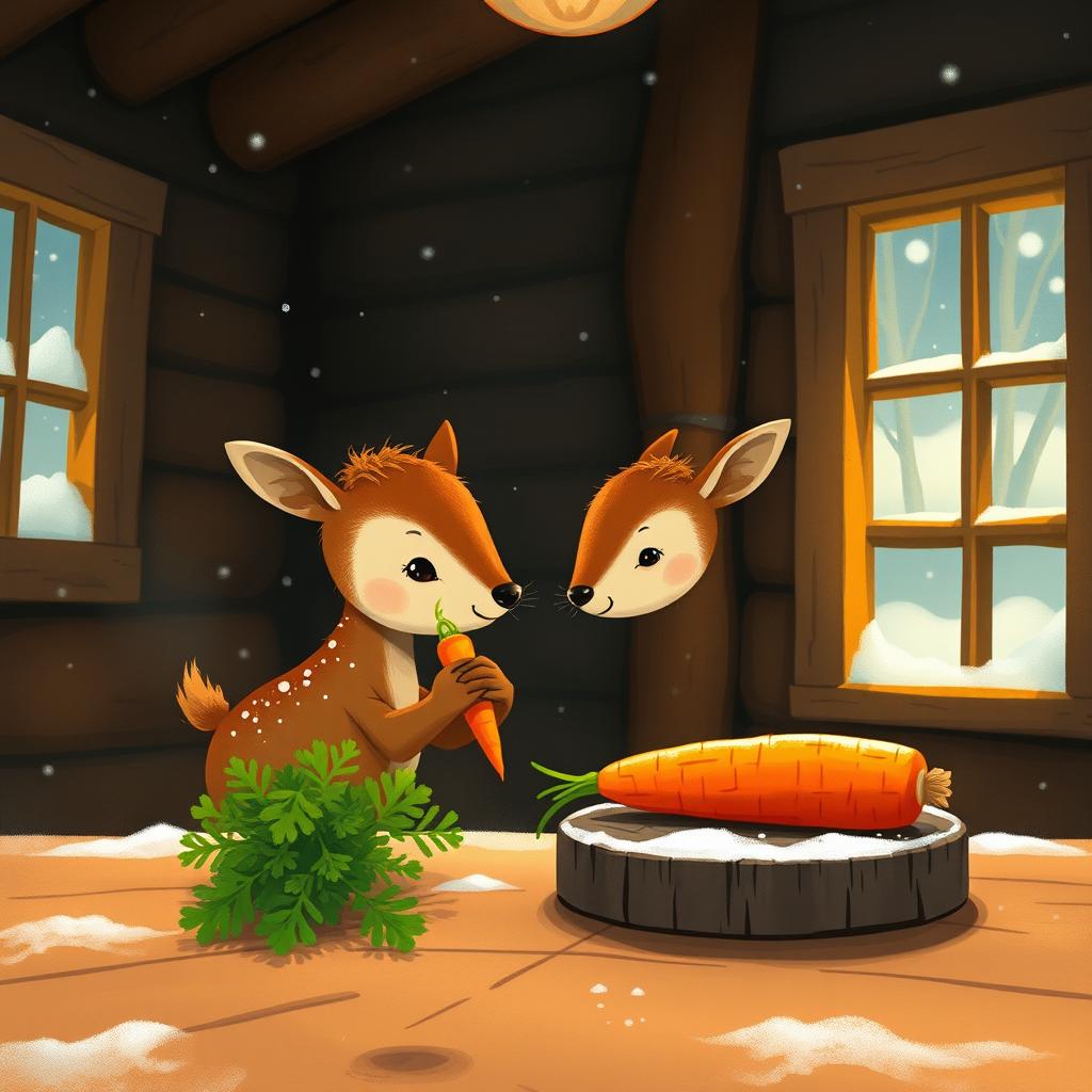 Charming Winter Cabin: A Deer’s Delight