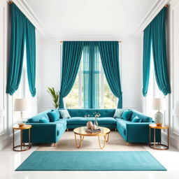 A beautifully designed drawing room featuring white walls that provide a bright and airy atmosphere