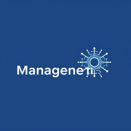 An imaginative digital design featuring the main text 'Management Suite' displayed with a modern gradient fill transitioning from light blue to deep blue, symbolizing innovation and technology