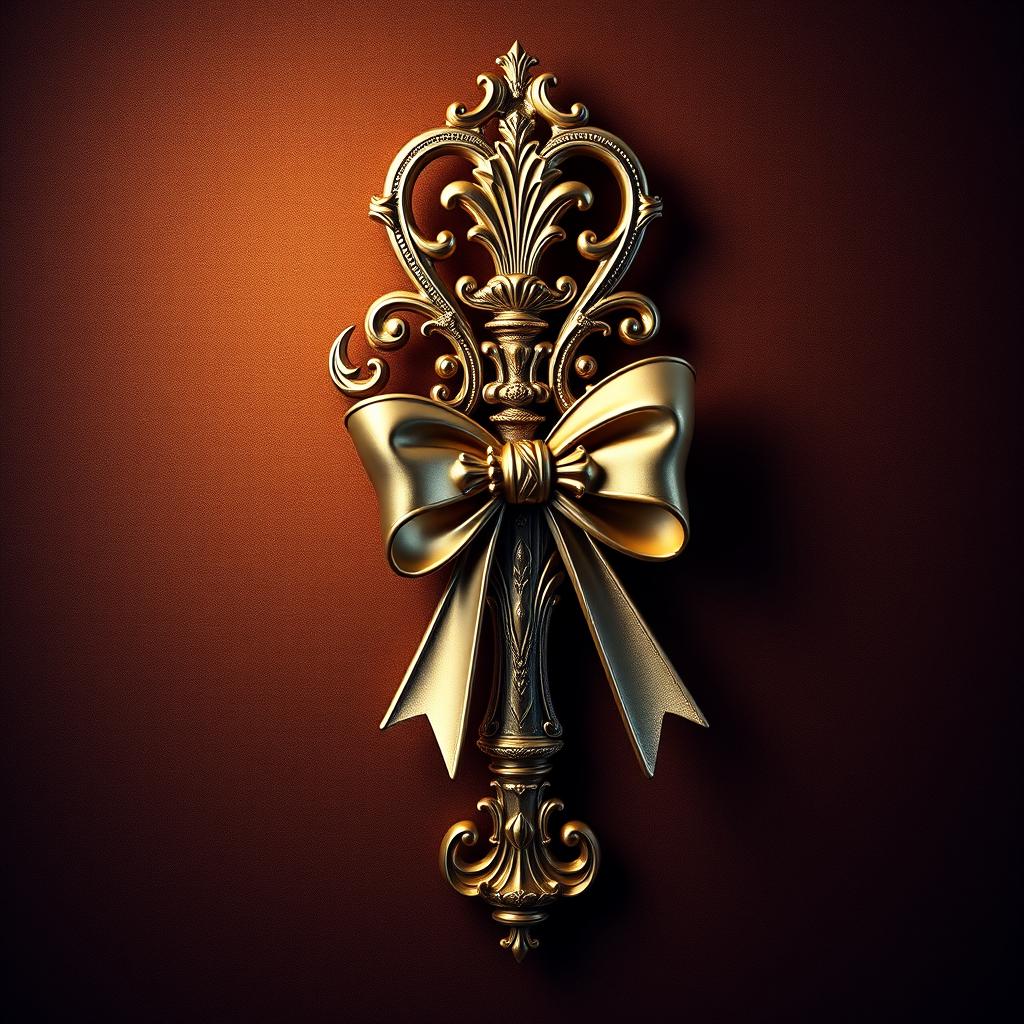 A beautiful and intriguing abstract representation of a classic, elegant key, designed with ornate details and luxurious materials