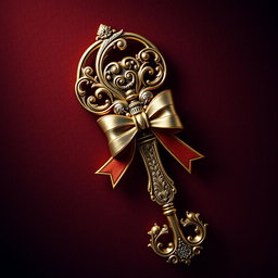 A beautiful and intriguing abstract representation of a classic, elegant key, designed with ornate details and luxurious materials