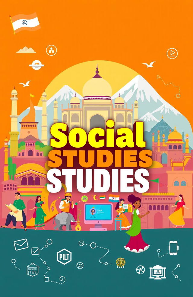 A vibrant and colorful cover page design for an online social studies course in India