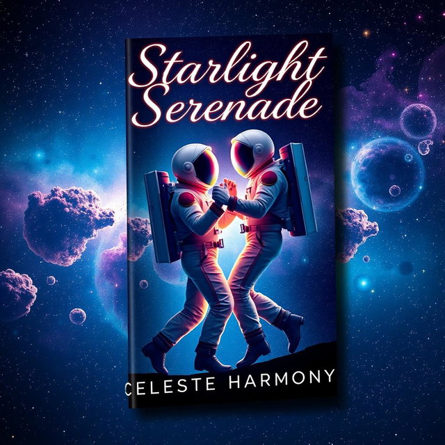 A stunning book cover design for 'Starlight Serenade' by Celeste Harmony