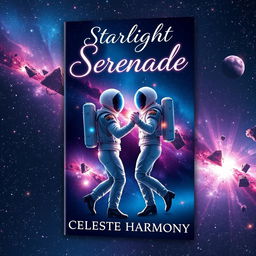 A stunning book cover design for 'Starlight Serenade' by Celeste Harmony