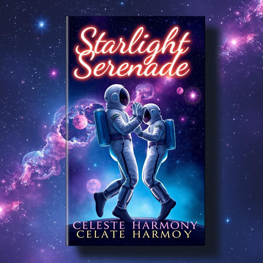 A stunning book cover design for 'Starlight Serenade' by Celeste Harmony