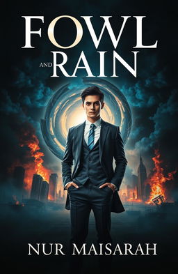 A book cover design for 'FOWL AND RAIN' by NUR MAISARAH