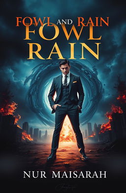 A book cover design for 'FOWL AND RAIN' by NUR MAISARAH