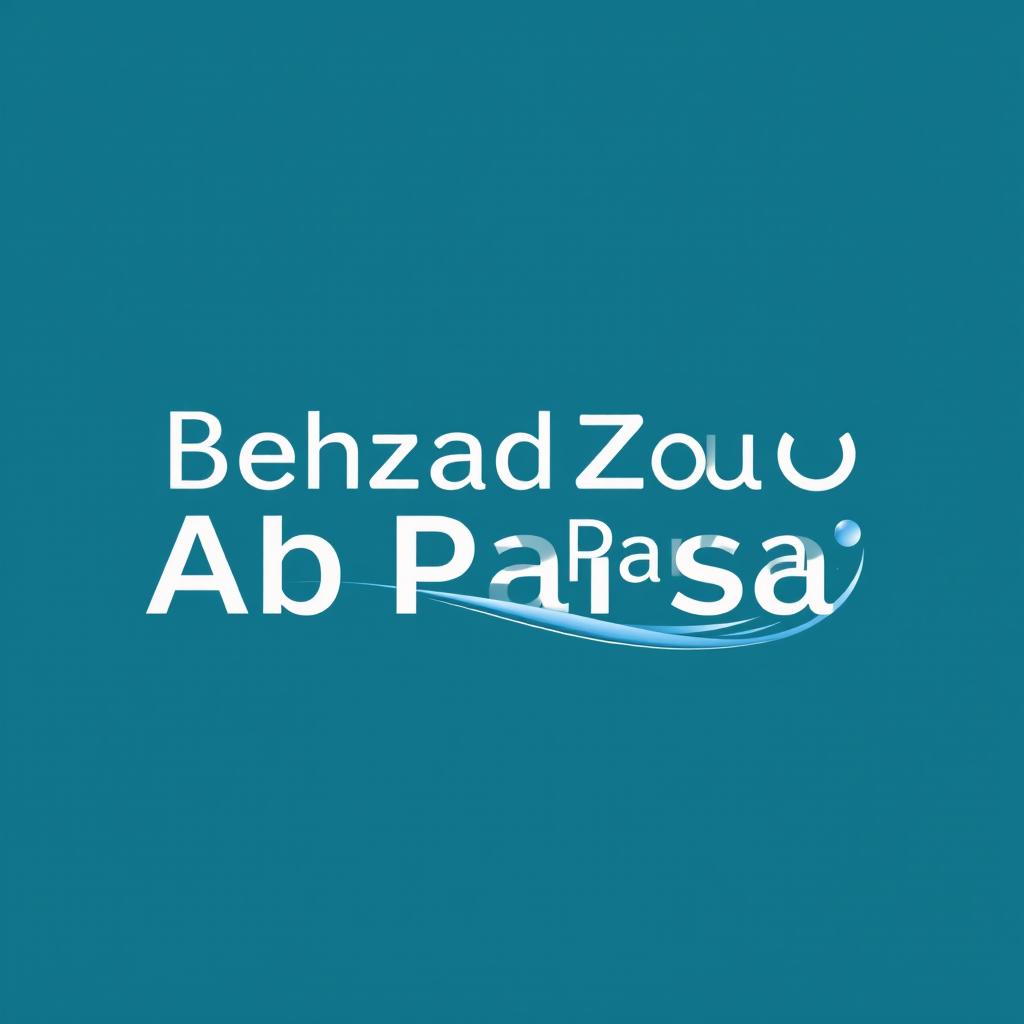 A logo design featuring the English text "Behzad Pouya Ab Parsa" in a clean, modern, and elegant font