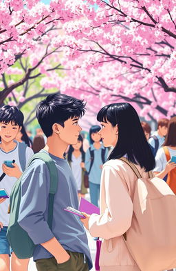 A vibrant and emotional scene capturing a group of teenagers pursuing their dreams of attending university