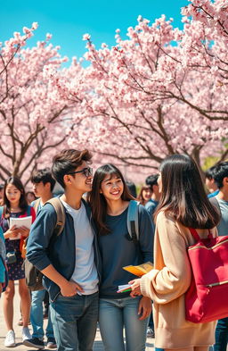 A vibrant and emotional scene capturing a group of teenagers pursuing their dreams of attending university