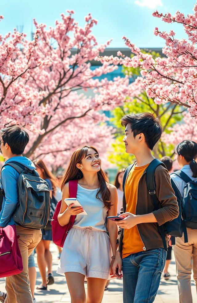 A vibrant and emotional scene capturing a group of teenagers pursuing their dreams of attending university