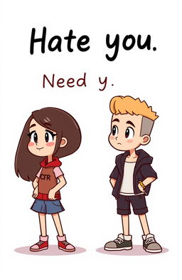 A solid cartoon style illustration featuring a girl and a boy, both depicted in a minimalistic design
