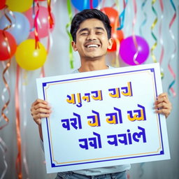 A celebratory image featuring a person smiling widely, holding a large poster or certificate that reads 'رتبه ۵۰۰ کنکور انسانی سال ۱۴۰۴ شدم' in bold, eye-catching letters