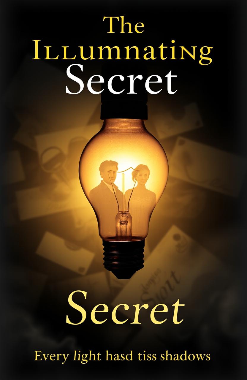 A captivating book cover design for a mystery novel titled 'The Illuminating Secret'