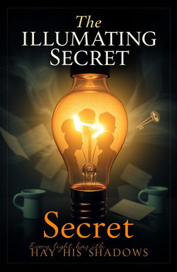 A captivating book cover design for a mystery novel titled 'The Illuminating Secret'
