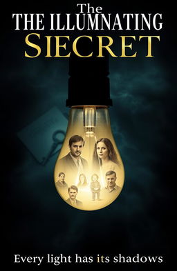 A captivating book cover design for a mystery novel titled 'The Illuminating Secret'