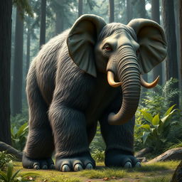 A realistic hybrid creature combining features of a bear and an elephant