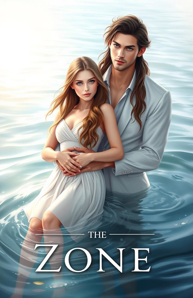 A stunning book cover featuring a beautiful girl and a handsome boy in the middle of a serene water scene