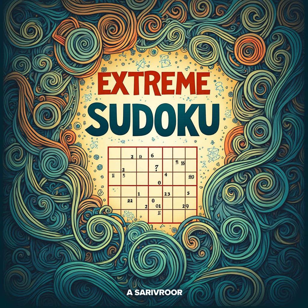 A captivating book cover design for 'Extreme Sudoku' featuring a large, bold title at the center