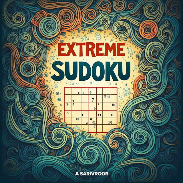 A captivating book cover design for 'Extreme Sudoku' featuring a large, bold title at the center