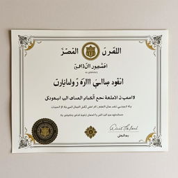 A high-quality, realistic depiction of a bachelor's degree certificate in Agriculture