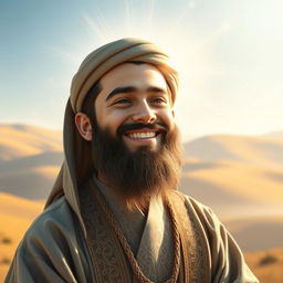 An image of Imam Zaman smiling innocently, radiating peace and wisdom