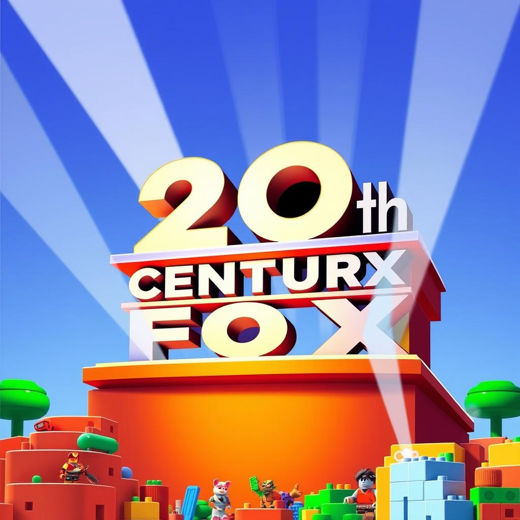 A stylish and dynamic representation of the iconic 20th Century Fox logo in a ROBLOX-inspired design