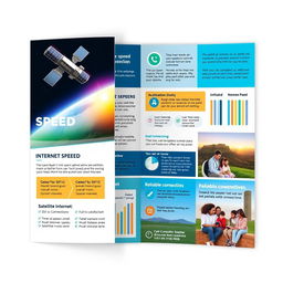 A visually appealing brochure design showcasing the benefits of satellite internet speed