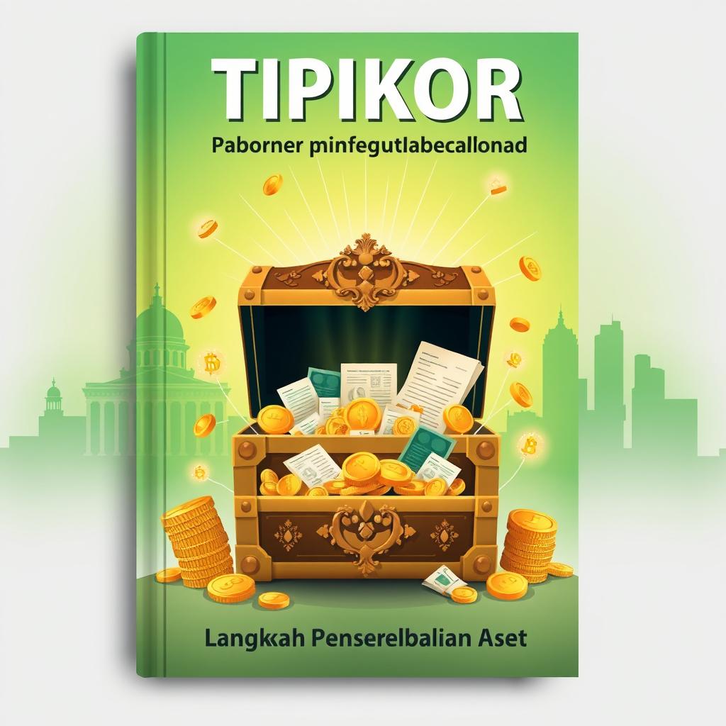 An engaging book cover illustration for 'TIPIKOR - Langkah Baru Pengembalian Aset', designed without any text