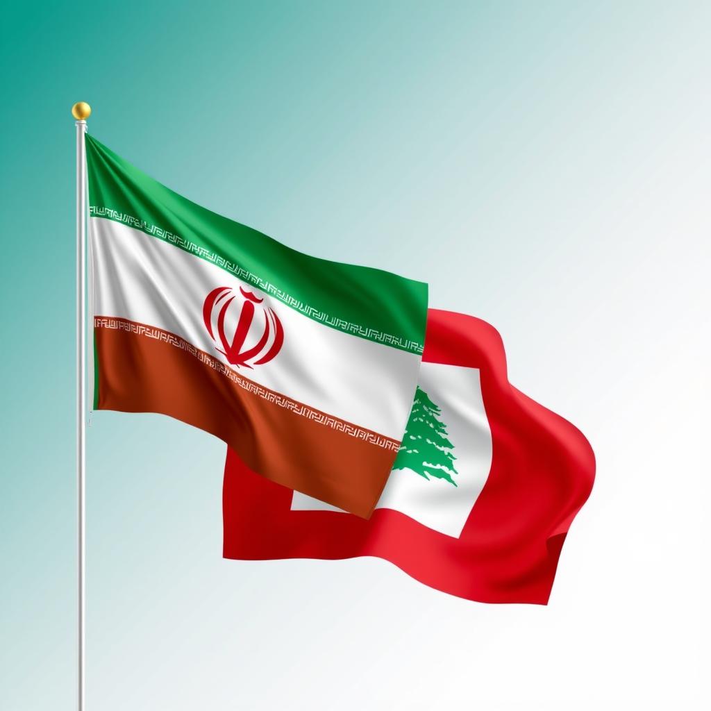 A vibrant and artistic representation of the flags of Iran and Lebanon displayed together in a harmonious manner