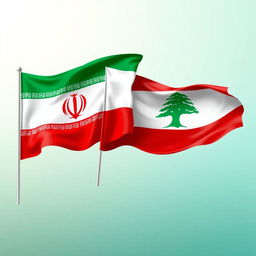 A vibrant and artistic representation of the flags of Iran and Lebanon displayed together in a harmonious manner