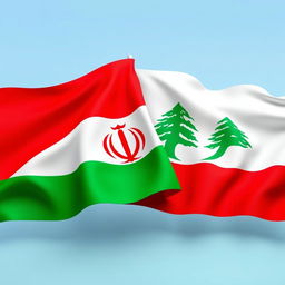 A vibrant and artistic representation of the flags of Iran and Lebanon displayed together in a harmonious manner